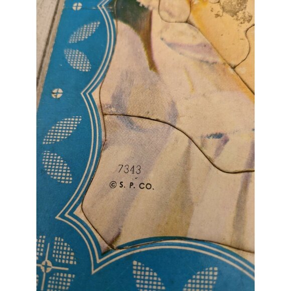 Vintage Jigsaw Puzzle Tray 11 1/2"x10" Girl Puppies S.P. Co 7343 - Picture 9 of 9